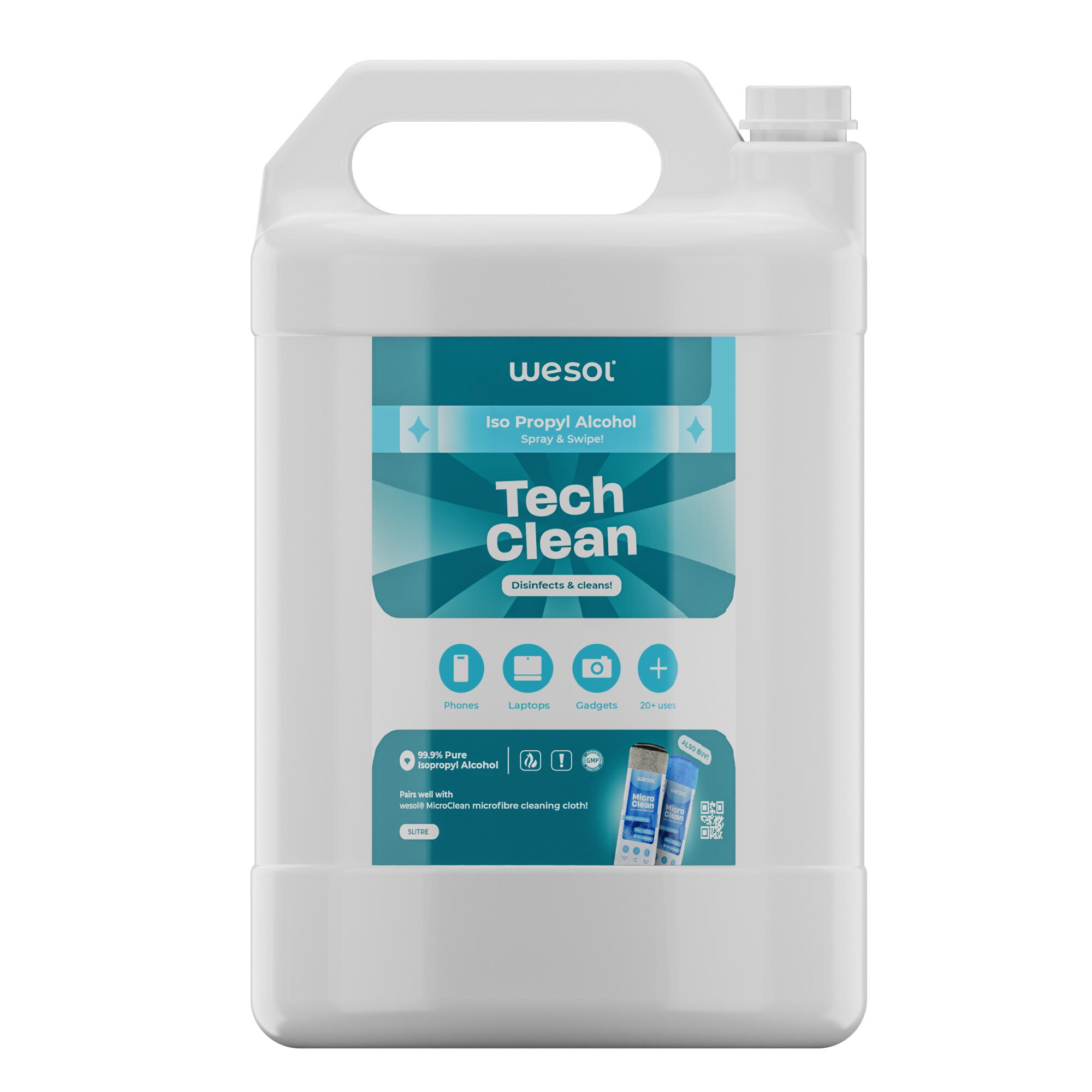 Wesol Gadget Cleaner Liquid 5 L | Electronics Screen Cleaner for Smart Phones Laptops and Tablets TV Screens