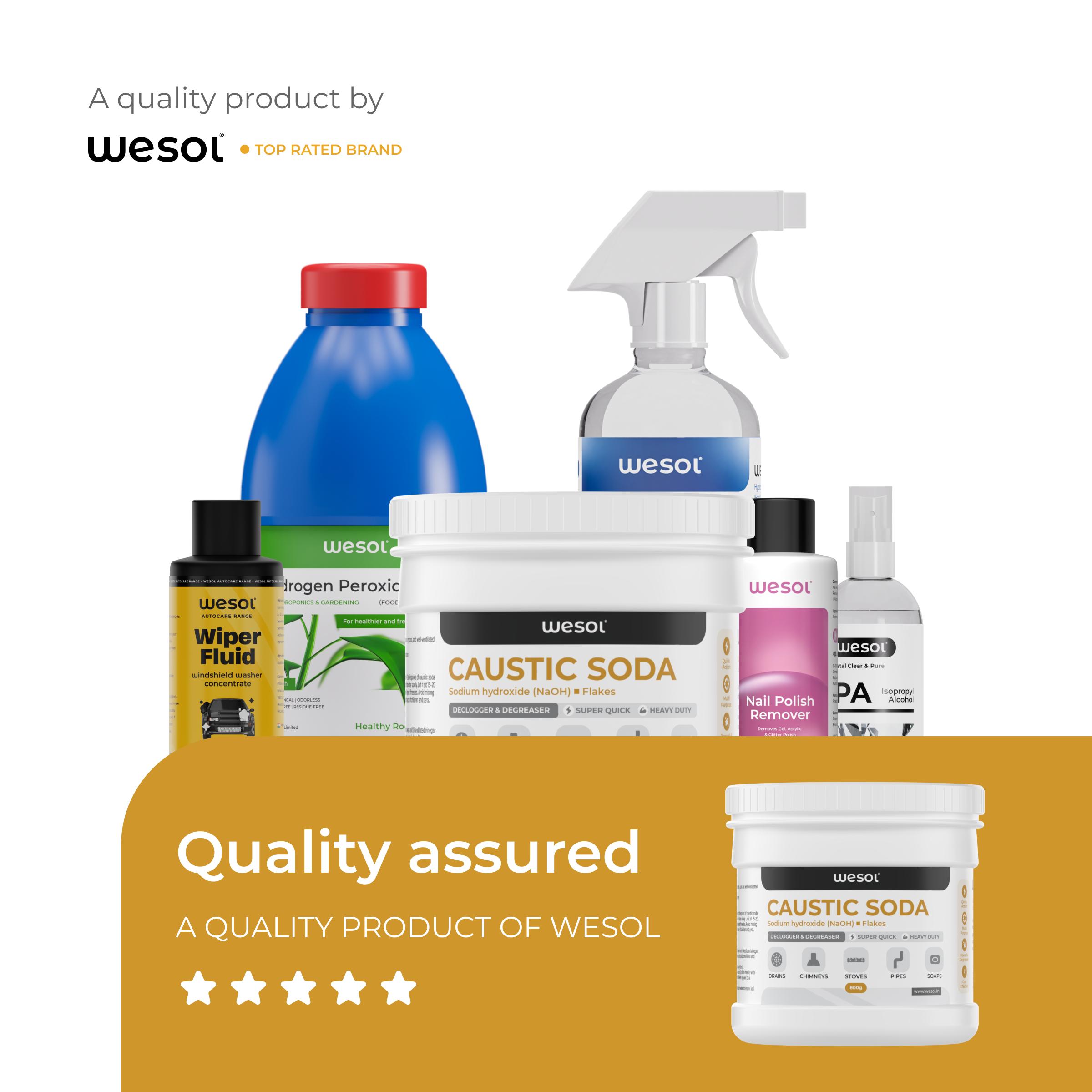 Wesol Caustic Soda Flakes, 800g, Multi-Purpose Declogger and Degreaser for Drains, Chimneys, Stoves, Pipes and Soap Making