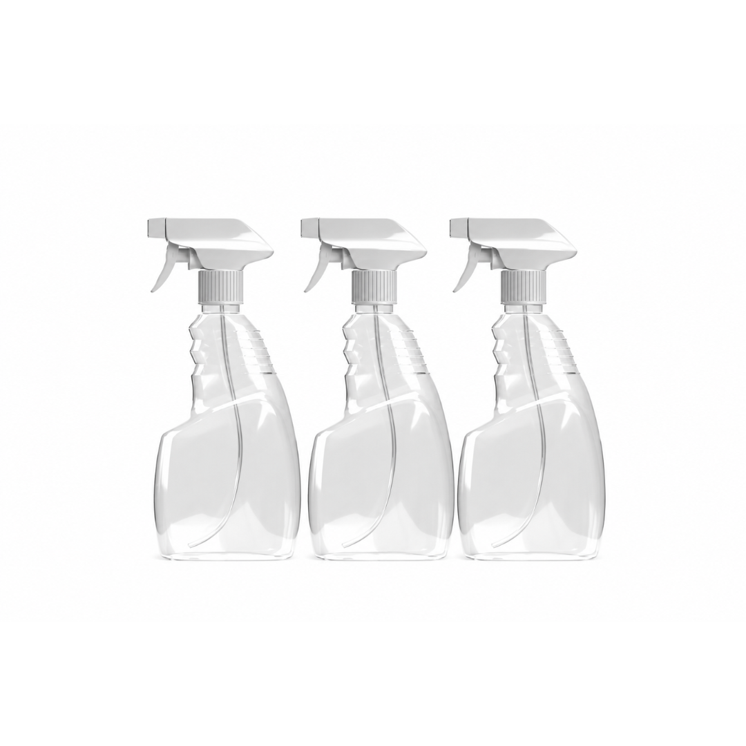 Spray Bottle 500ml (Pack of 3) | Transparent Empty Plastic Mist Sprayer for Water, Hair, Face, Plants, Sanitizer, Perfume, Cleaning & More