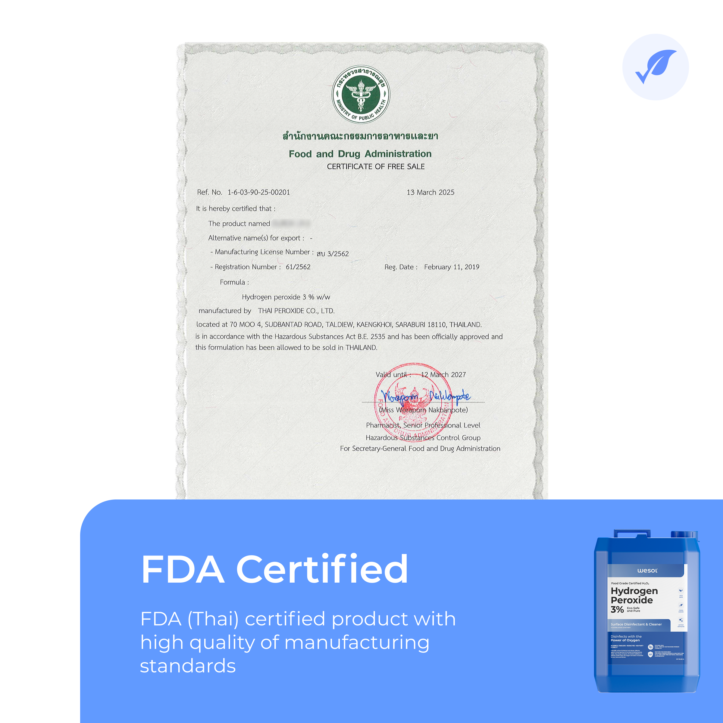 Wesol Hydrogen Peroxide 3% Food Grade | Multi-Use Disinfectant | Kills 99.9% Germs & Viruses | 5 Litre Pack - Best For Cleaning, General disinfection, deodorising, Hydroponics, Food production