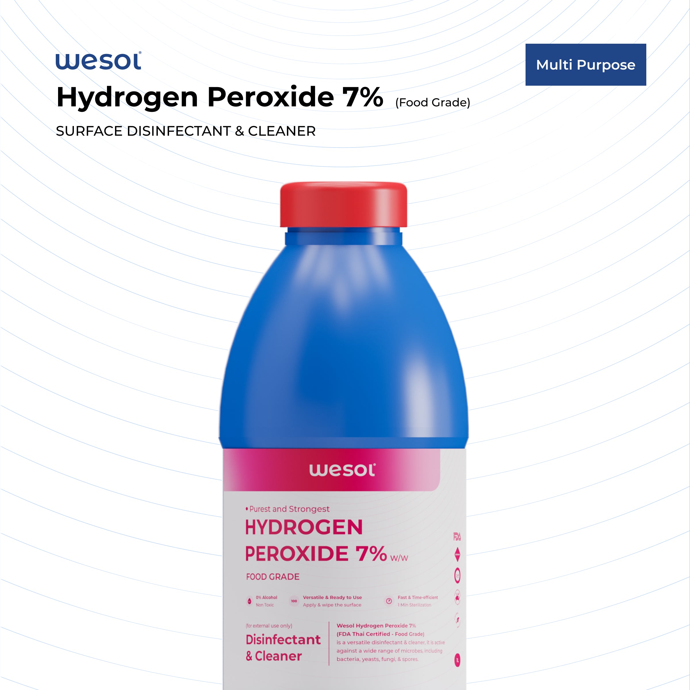 Wesol Hydrogen Peroxide 7.6% w/w (Food Grade) Floor Cleaner Solution | Best For Cleaning disinfection sterilization | Farming Gardening Hydroponics