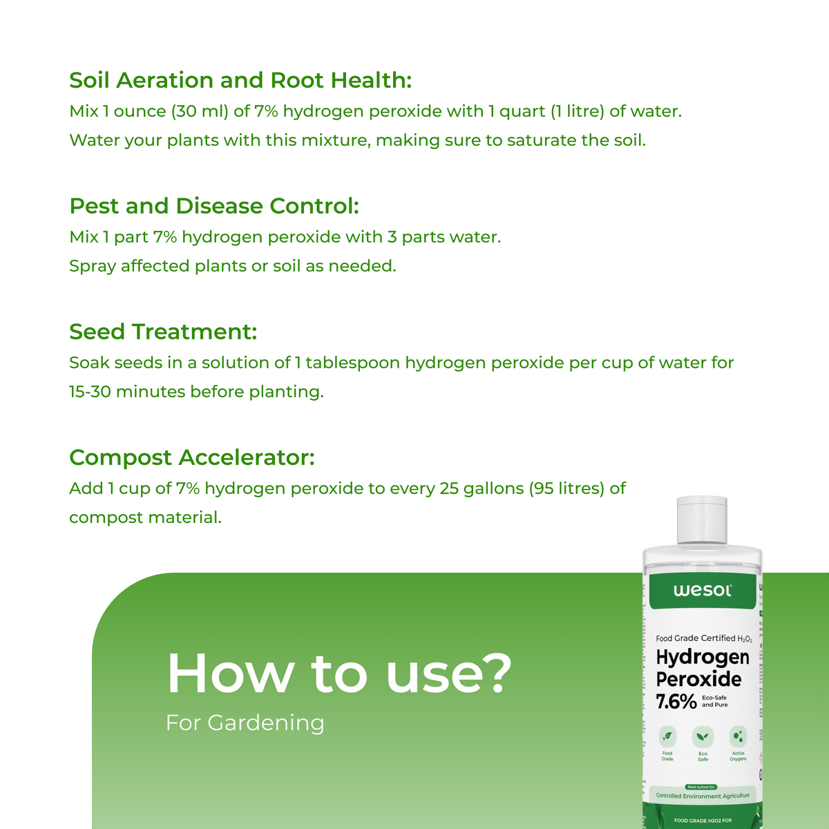 Wesol Hydrogen Peroxide 7% for Plants | 1 Litre