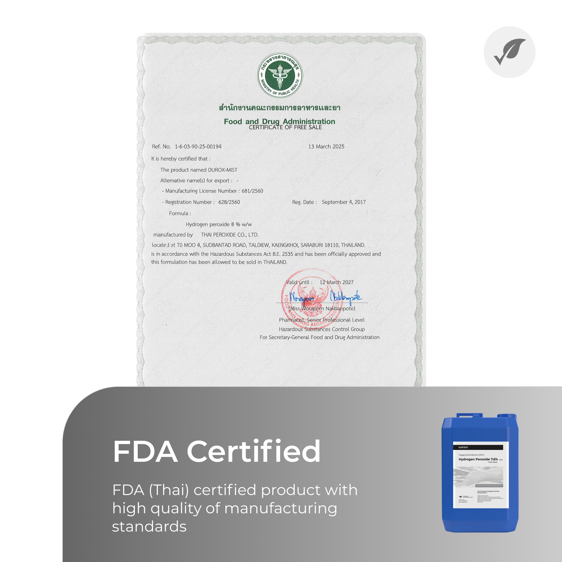 Hydrogen Peroxide 7% for Fogging