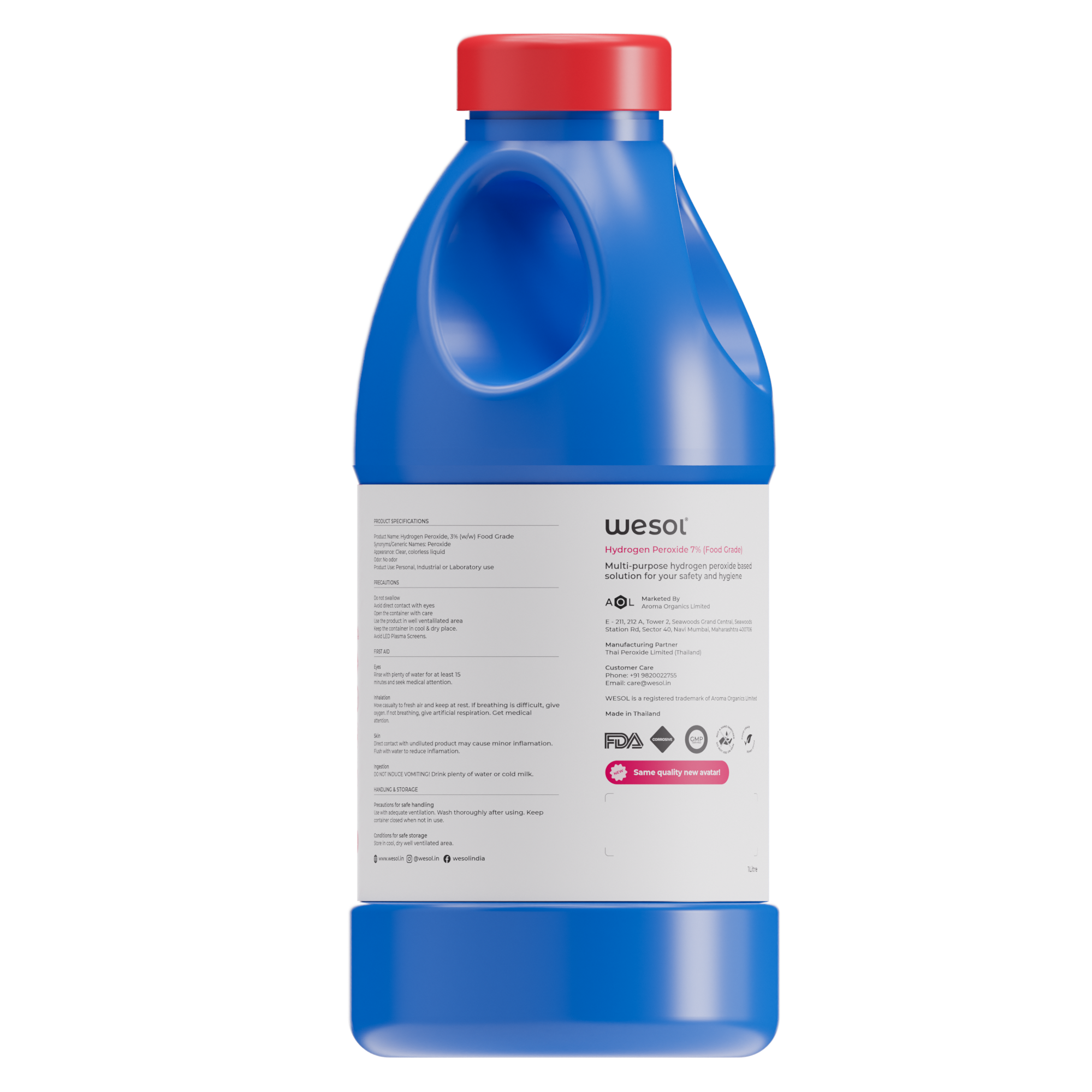 Wesol Hydrogen Peroxide 7.6% w/w (Food Grade) Floor Cleaner Solution | Best For Cleaning disinfection sterilization | Farming Gardening Hydroponics