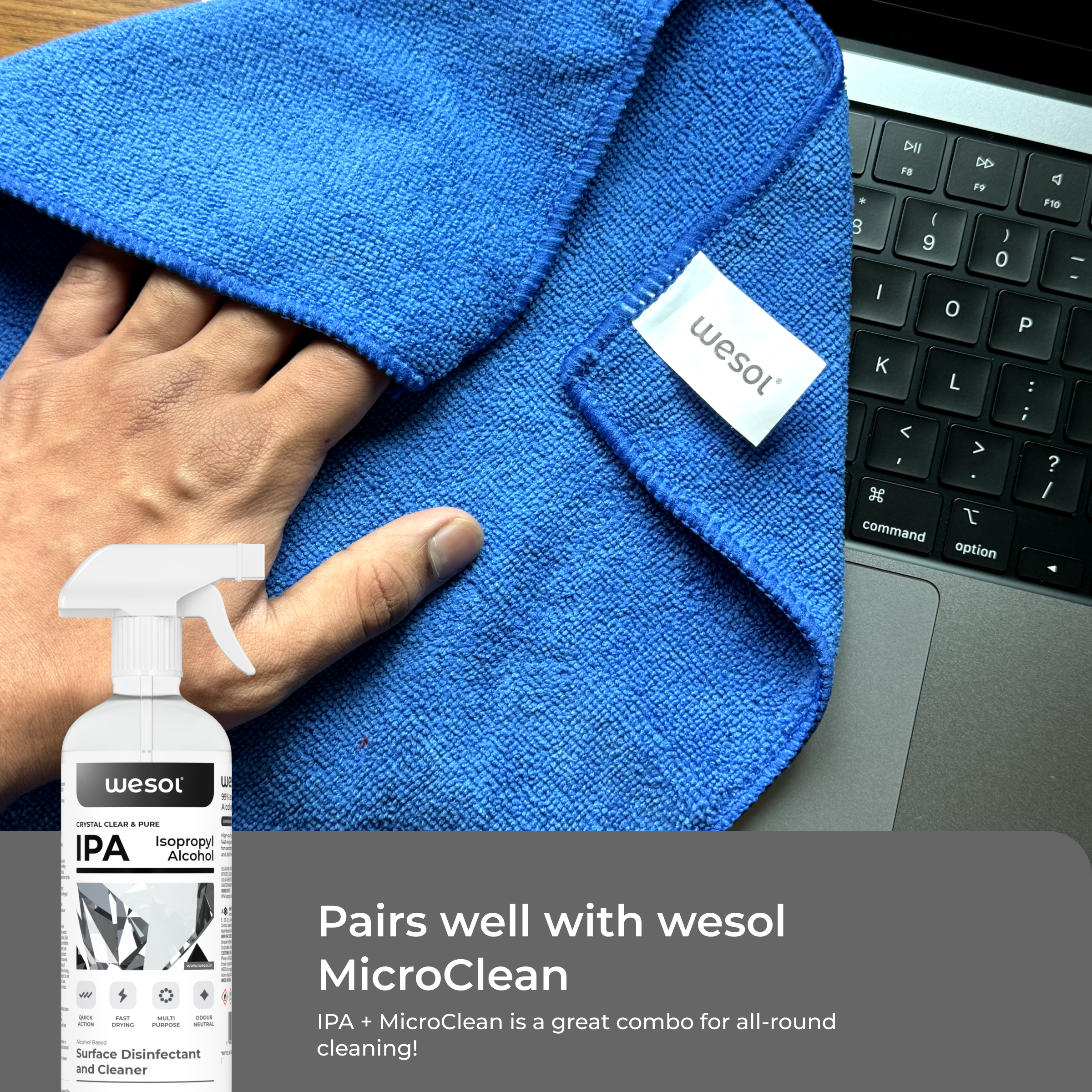 Wesol IPA Isopropyl alcohol 99.9% | (CH3)2-CH-OH CAS: 67-63-0 | Premium Grade Pure without mixing | For Technical Use | 500ml Pack of 2