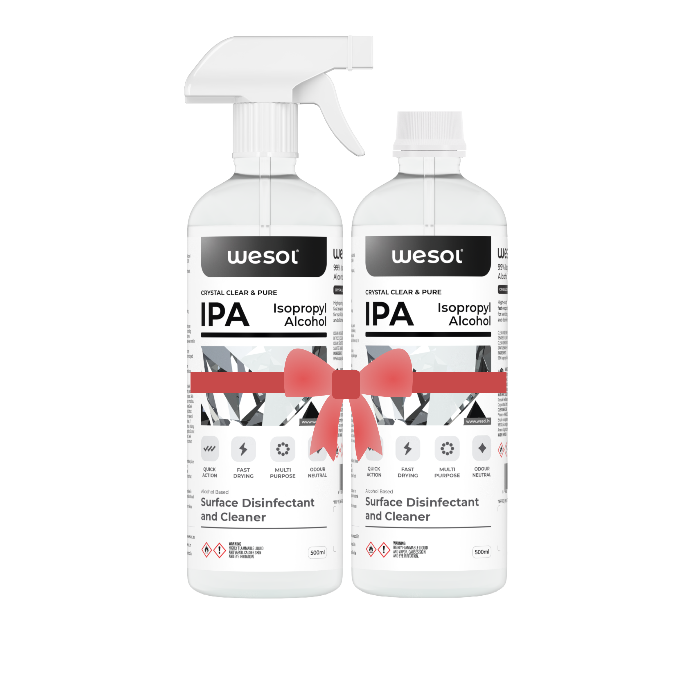 Wesol IPA Isopropyl alcohol 99.9% | (CH3)2-CH-OH CAS: 67-63-0 | Premium Grade Pure without mixing | For Technical Use | 500ml Pack of 2