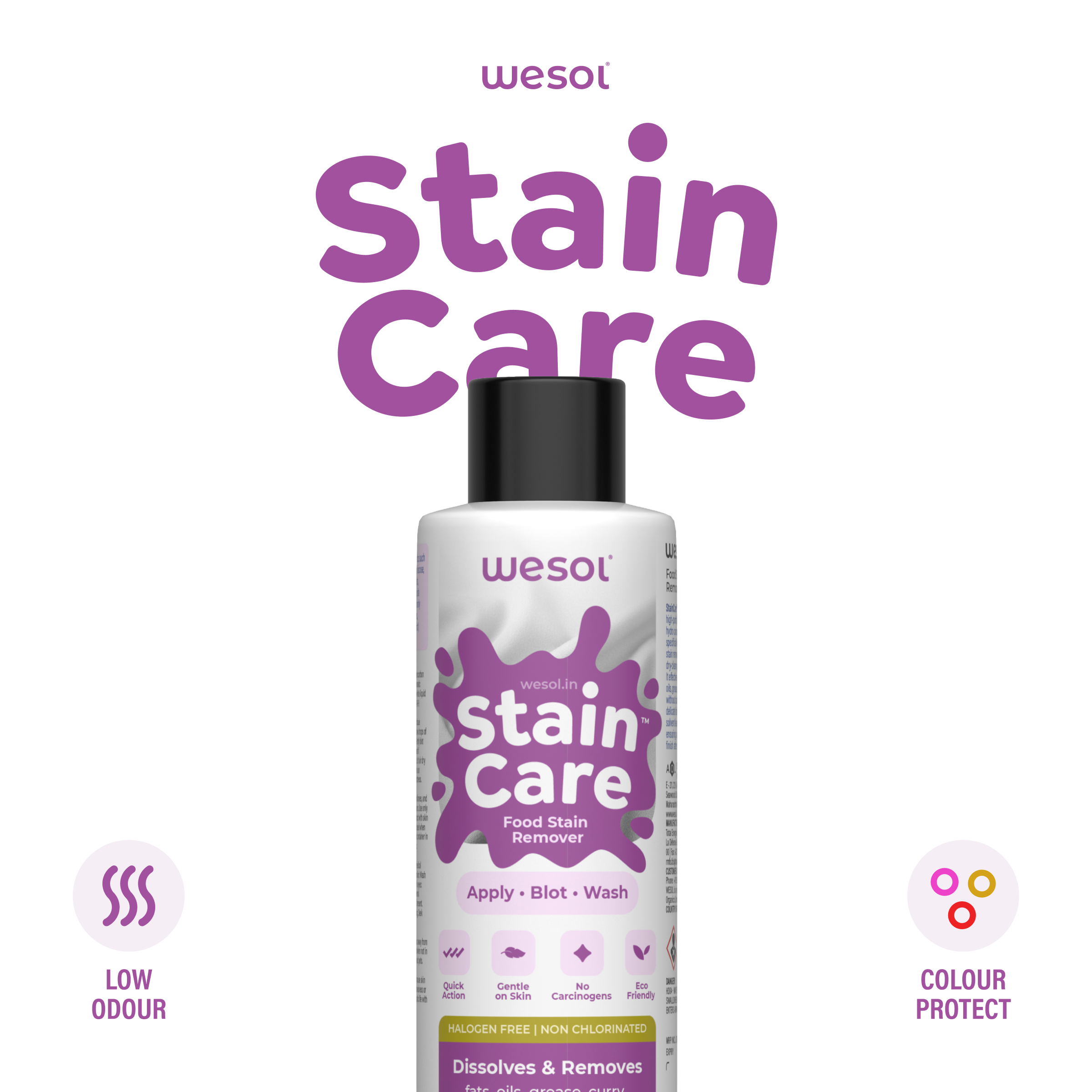 Wesol Stain Care Food Stain Remover, Halogen Free, Non Chlorinated, Gentle on Skin, 200ml