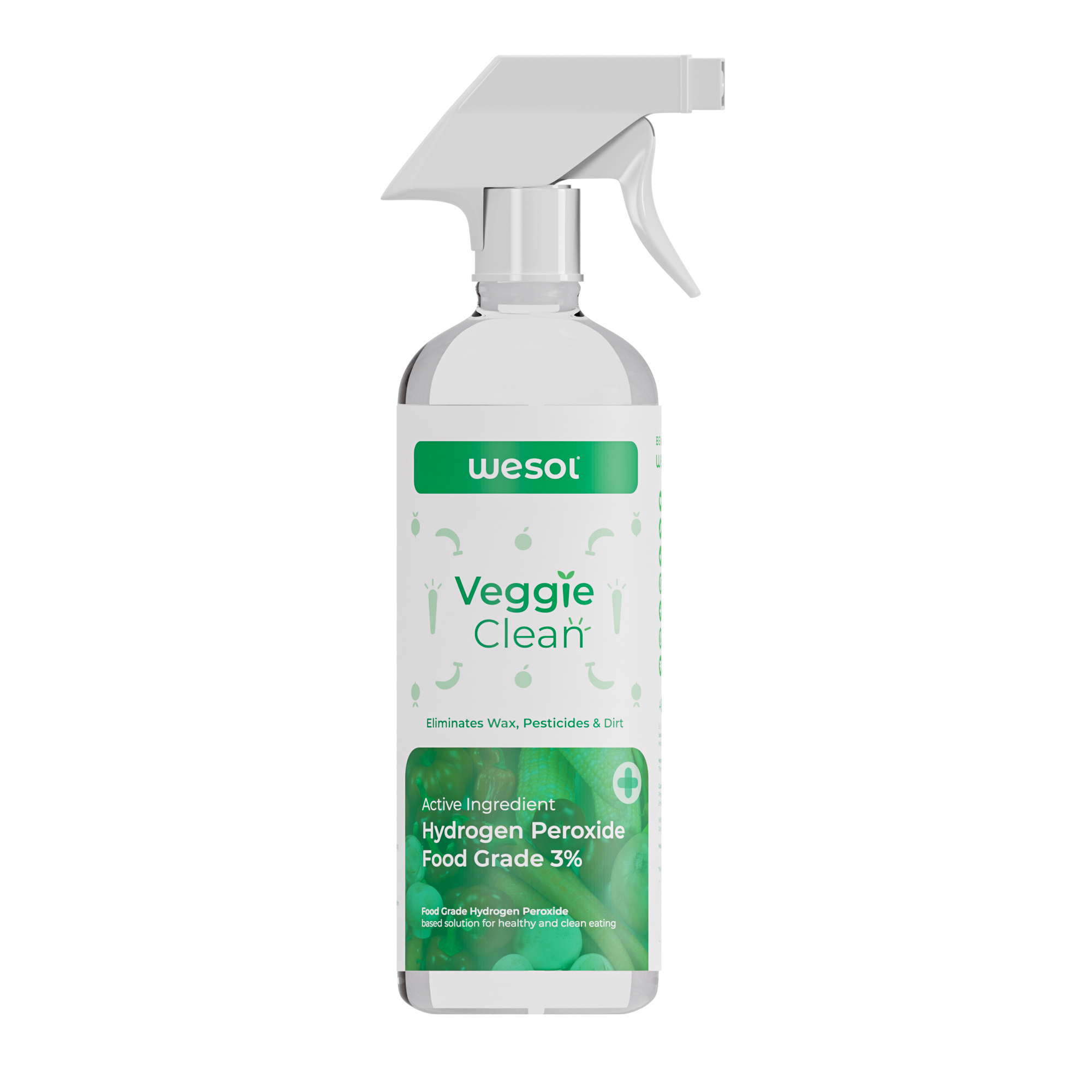 Wesol Vegetable Wash Liquid Hydrogen Peroxide 3% w/w Food Grade 500 ml Multi-Use Disinfectant | Kills 99.9% Germs & Viruses | Best For Cleaning, General Disinfection