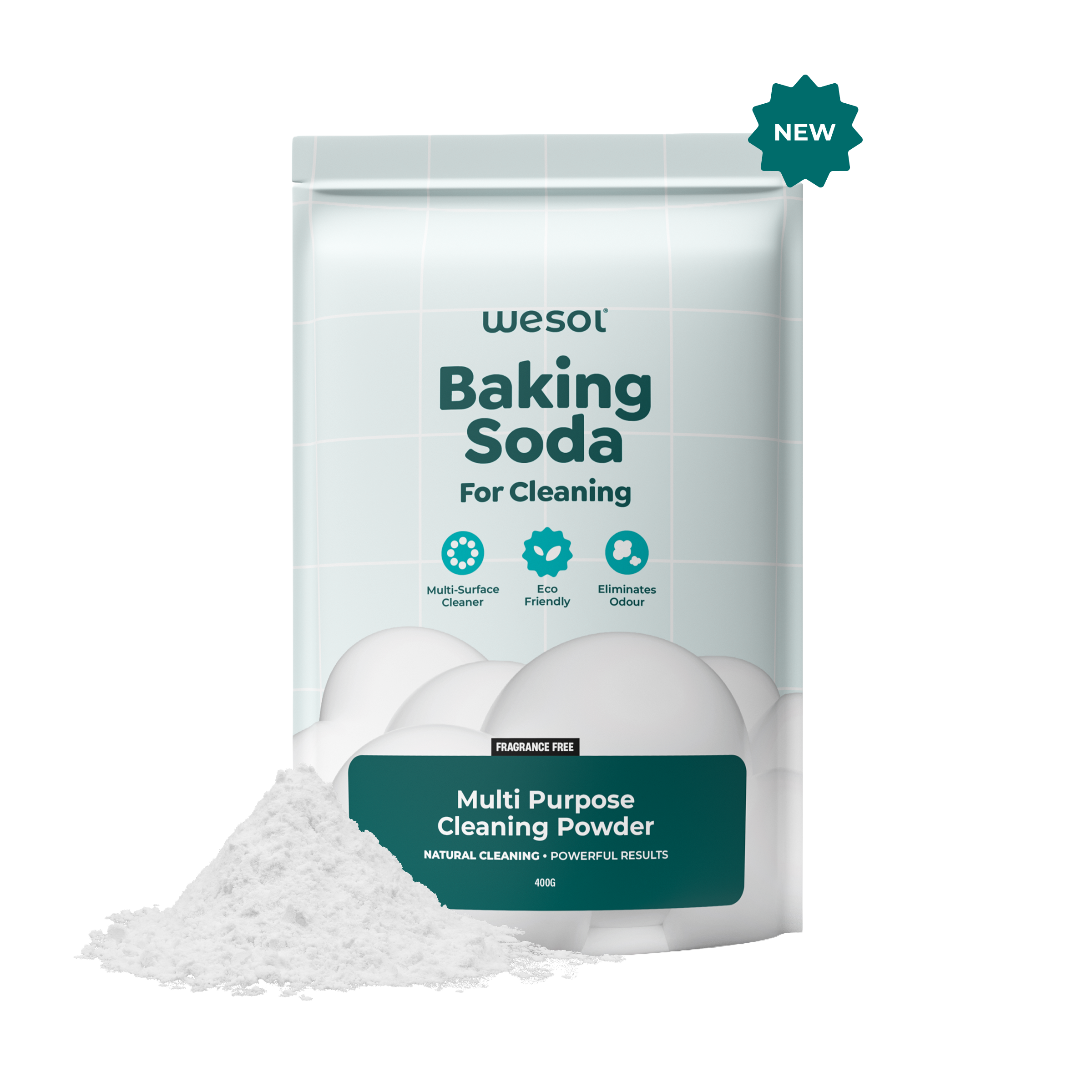 Wesol Baking Soda for Cleaning 400g – Multi-Purpose Cleaning Grade Powder | Removes Odor, Grease & Stains | Eco-Friendly Surface Cleaner for Kitchen, Bathroom, Laundry | Non-Toxic |