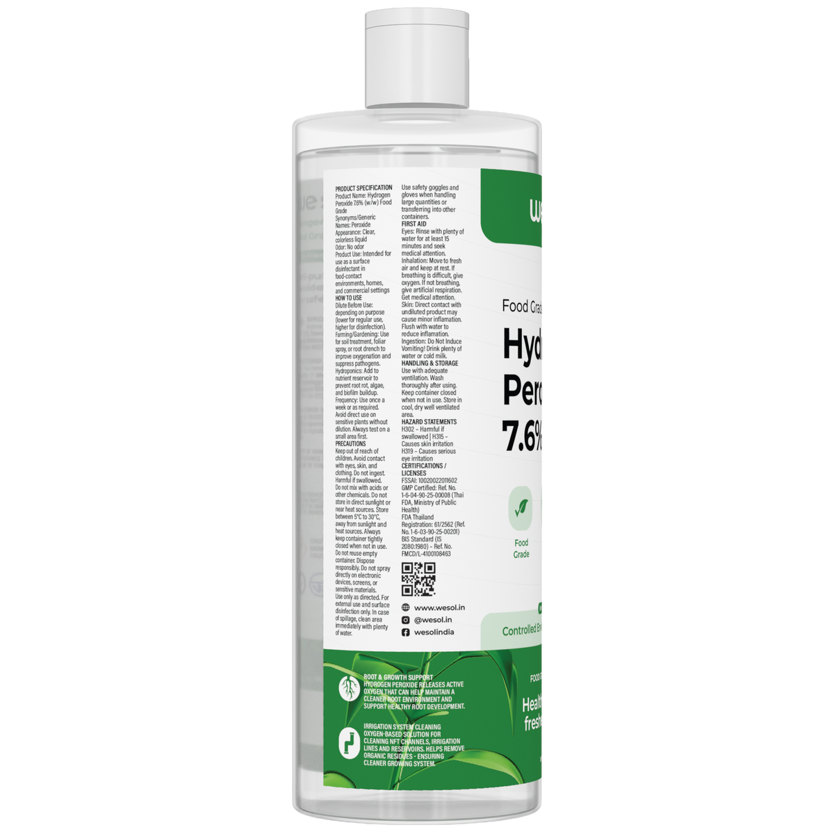 Wesol Hydrogen Peroxide 7% for Plants | 1 Litre