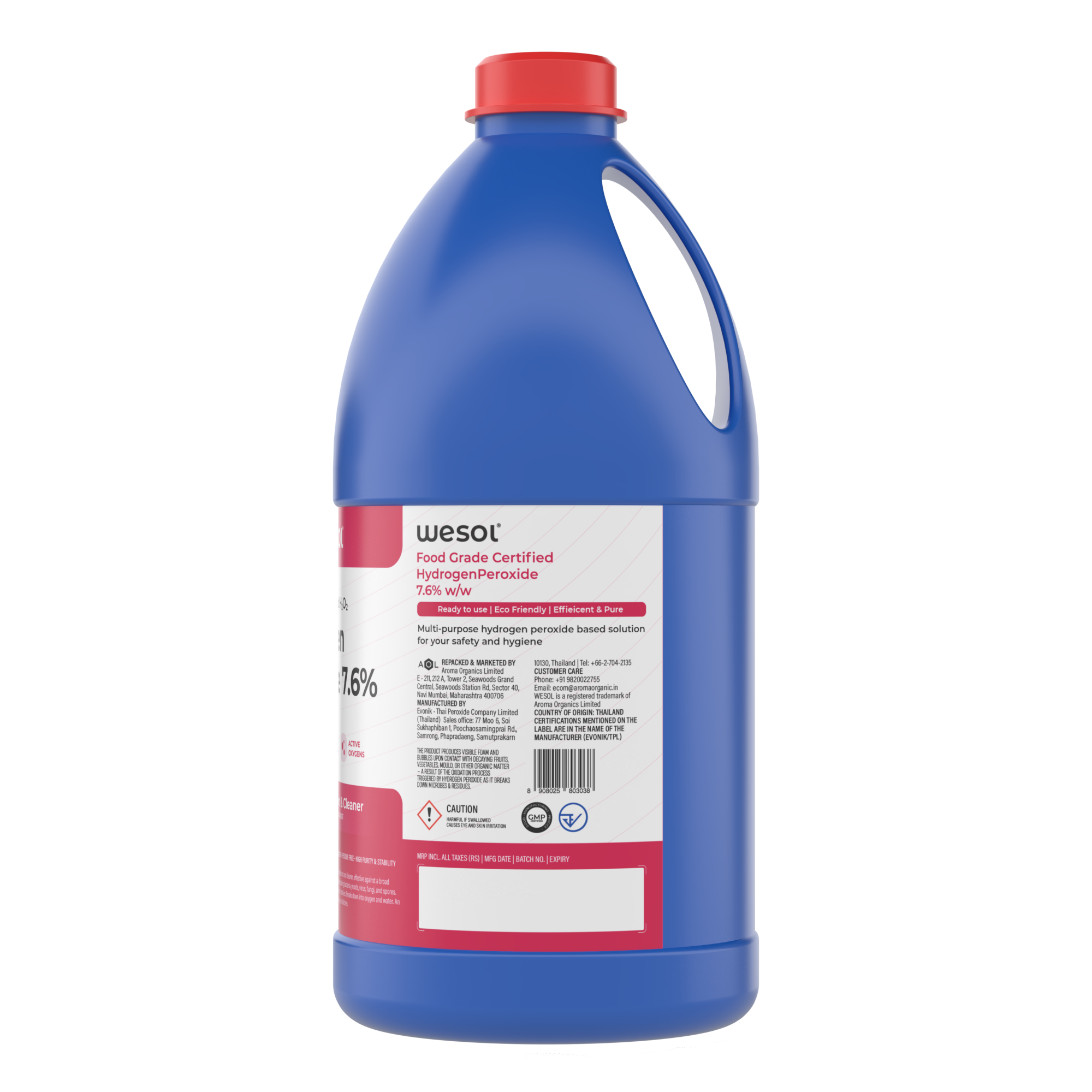 Wesol Hydrogen Peroxide 7.6% w/w (Food Grade) Floor Cleaner Solution 1 Litre | Best For Cleaning disinfection sterilization | Farming Gardening Hydroponics