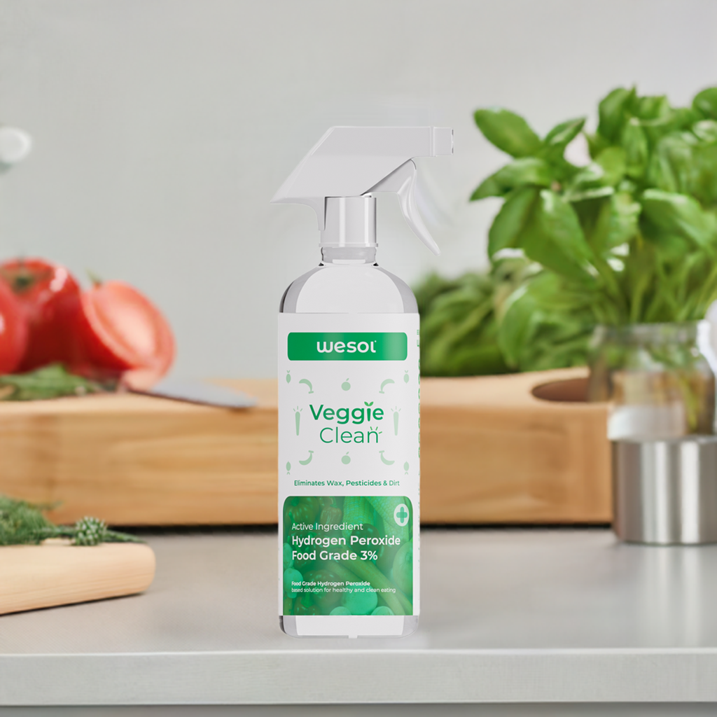Wesol Vegetable Wash Liquid Hydrogen Peroxide 3% w/w Food Grade 500 ml Multi-Use Disinfectant | Kills 99.9% Germs & Viruses | Best For Cleaning, General Disinfection