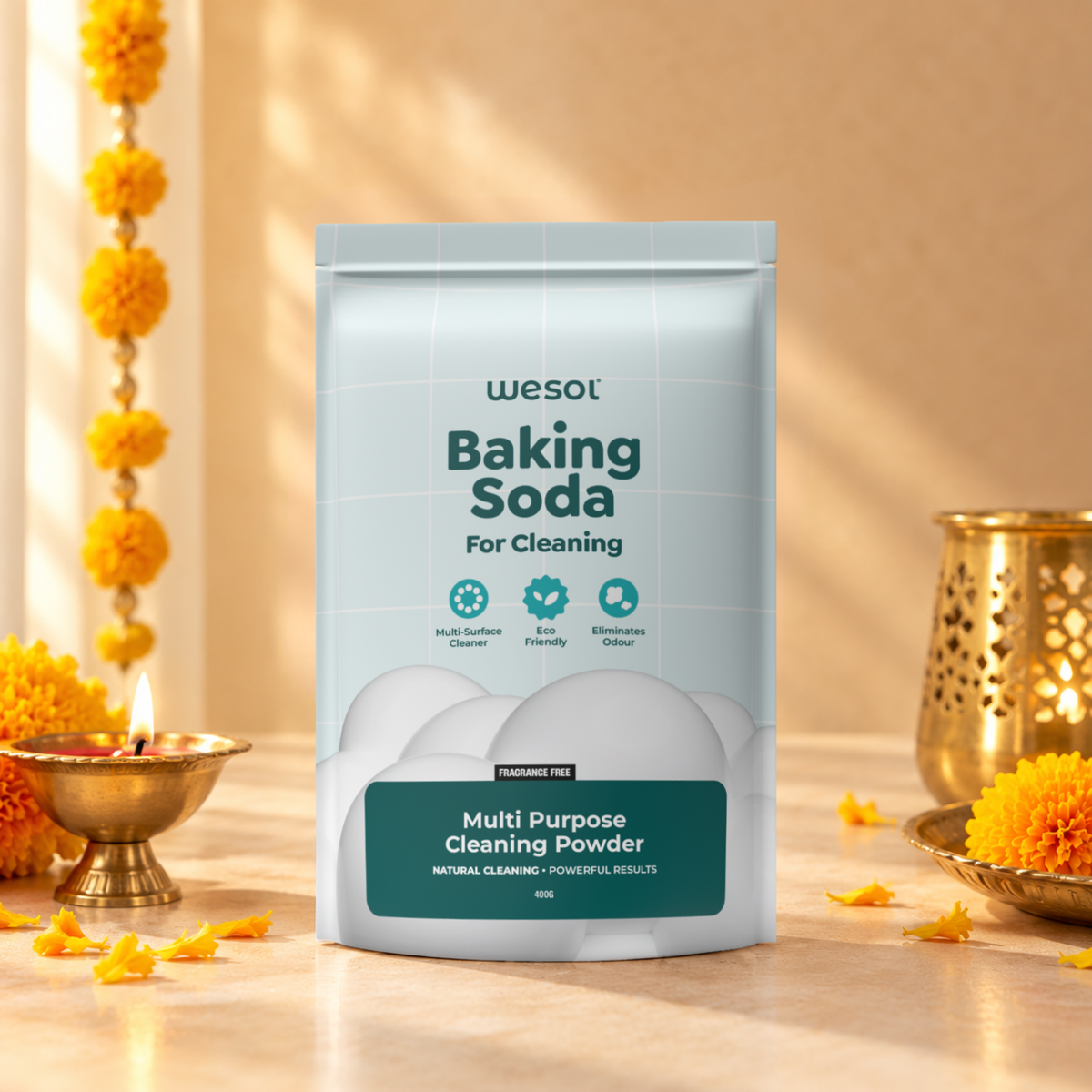 Wesol Baking Soda for Cleaning 400g – Multi-Purpose Cleaning Grade Powder | Removes Odor, Grease & Stains | Eco-Friendly Surface Cleaner for Kitchen, Bathroom, Laundry | Non-Toxic |