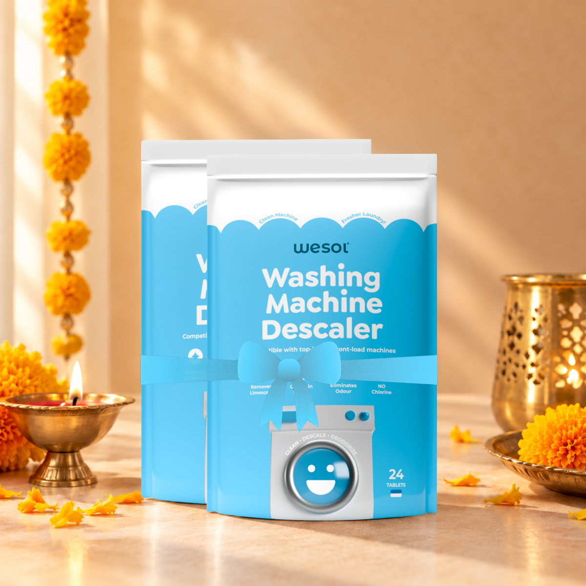 Wesol Washing Machine Descaler Tablets 24 | Pack of  2 | Drum Cleaner for Front & Top Load | Removes Limescale, Odor & Residue | Improves Performance | Chlorine Free