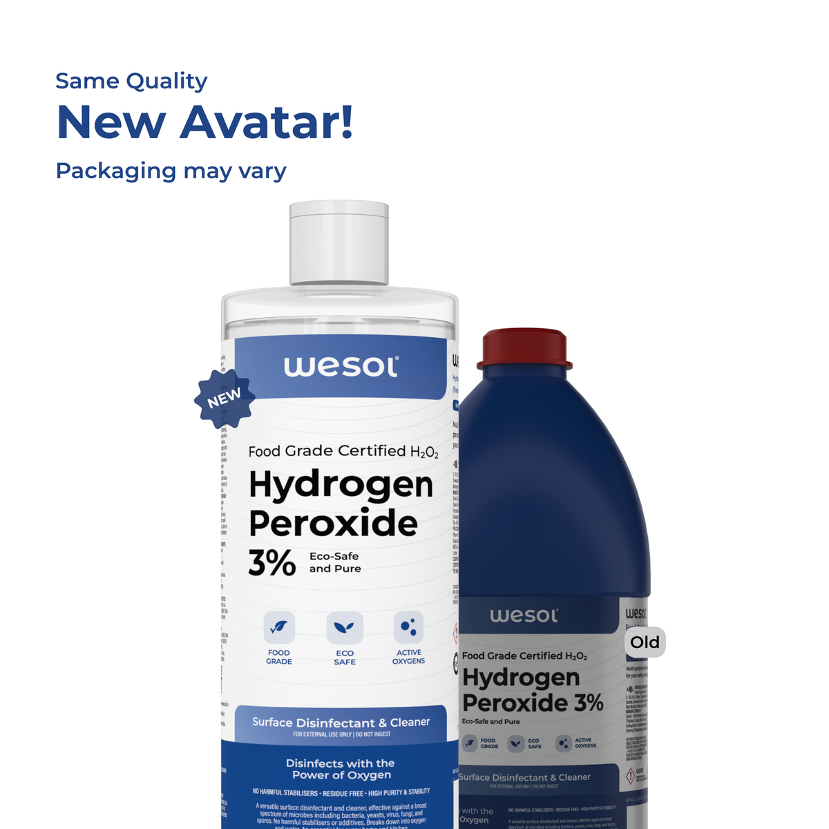 Wesol Hydrogen Peroxide 3% Food Grade Multi-Use Disinfectant |Kills 99.9% Germs & Viruses | 1 Litre (Pack of 2)-Best For Cleaning, General disinfection, deodorising, Hydroponics, Food production unit
