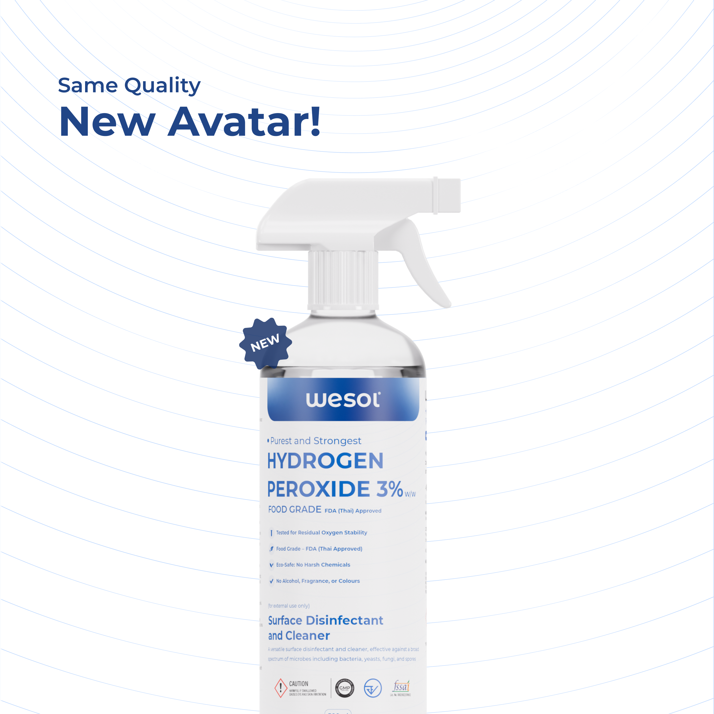 Wesol Hydrogen Peroxide 3% Food Grade | Multi-Use Disinfectant | Kills 99.9% Germs & Viruses | 500ml Pack - Best For Cleaning, General disinfection, deodorising, Hydroponics, Food production