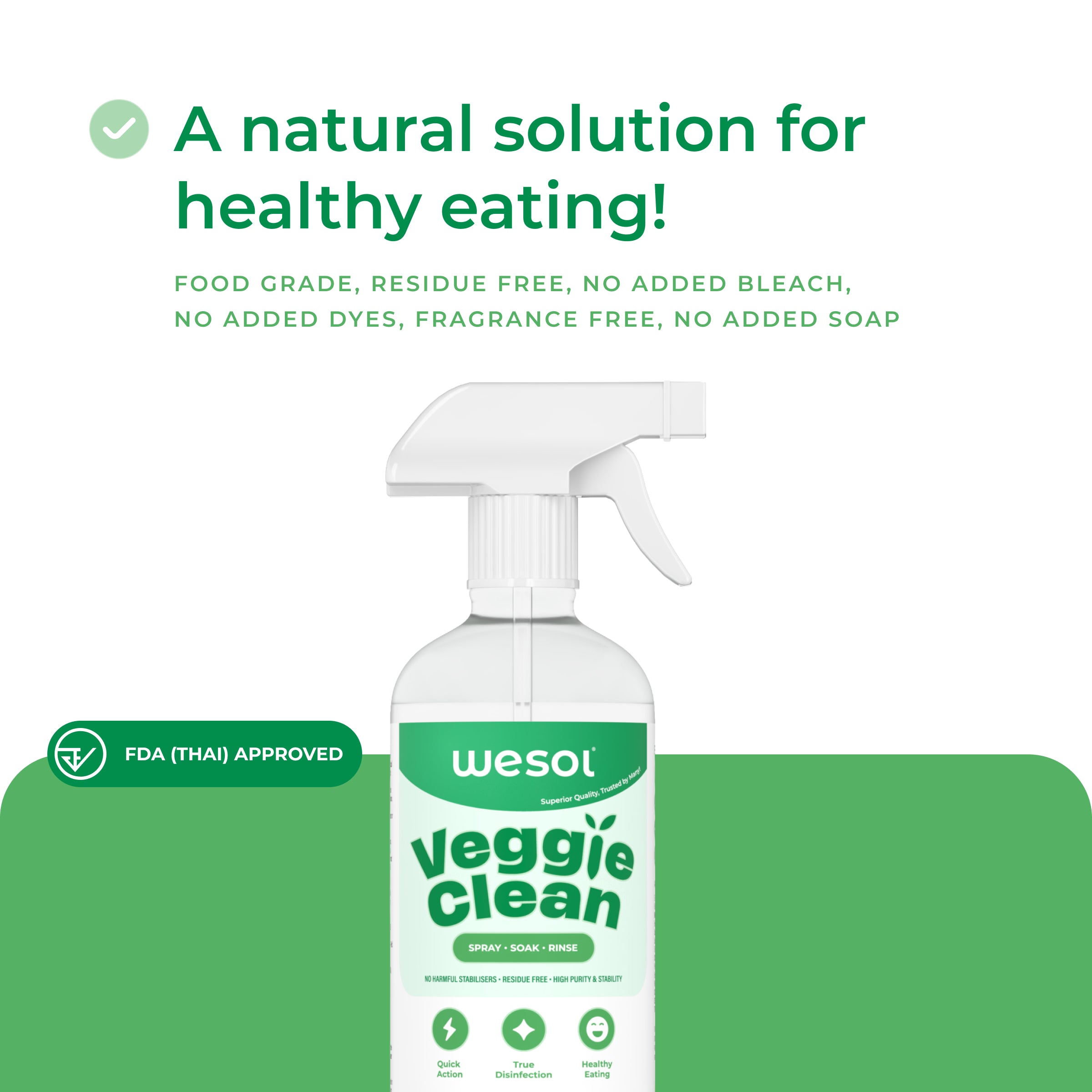 Wesol Vegetable Wash Liquid Hydrogen Peroxide 3% w/w Food Grade 500 ml Multi-Use Disinfectant | Kills 99.9% Germs & Viruses | Best For Cleaning, General Disinfection