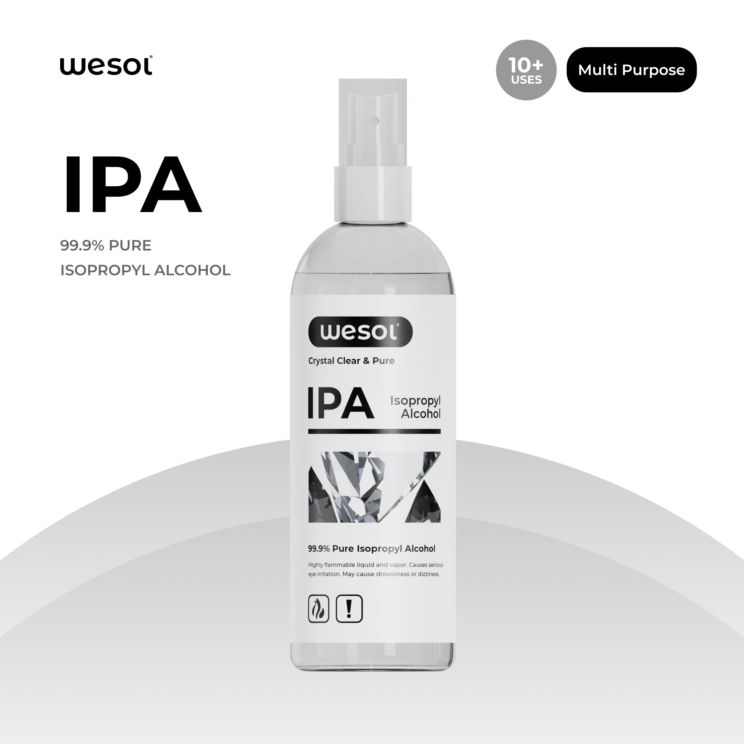 Wesol IPA Isopropyl alcohol 99.9% Spray | (CH3)2-CH-OH CAS: 67-63-0 | Premium Grade Pure without mixing | For Technical Use | 100ML Pack of 4