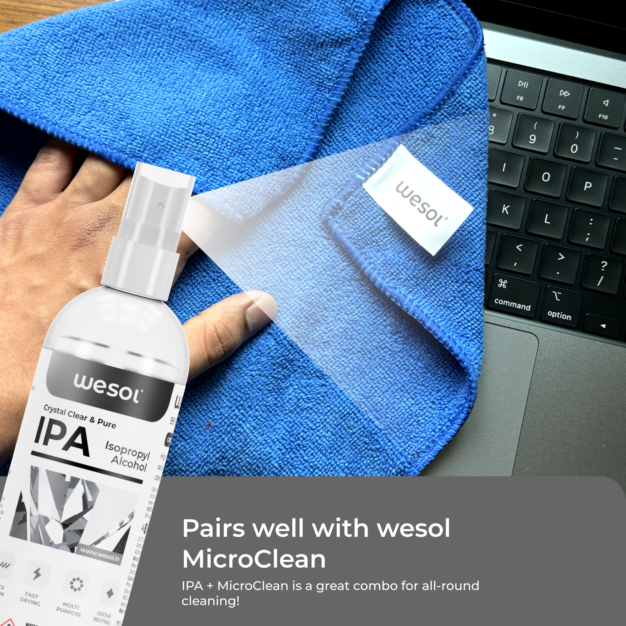 Wesol IPA Isopropyl alcohol 99.9% Spray | (CH3)2-CH-OH CAS: 67-63-0 | Premium Grade Pure without mixing | For Technical Use | 100ML Pack of 4