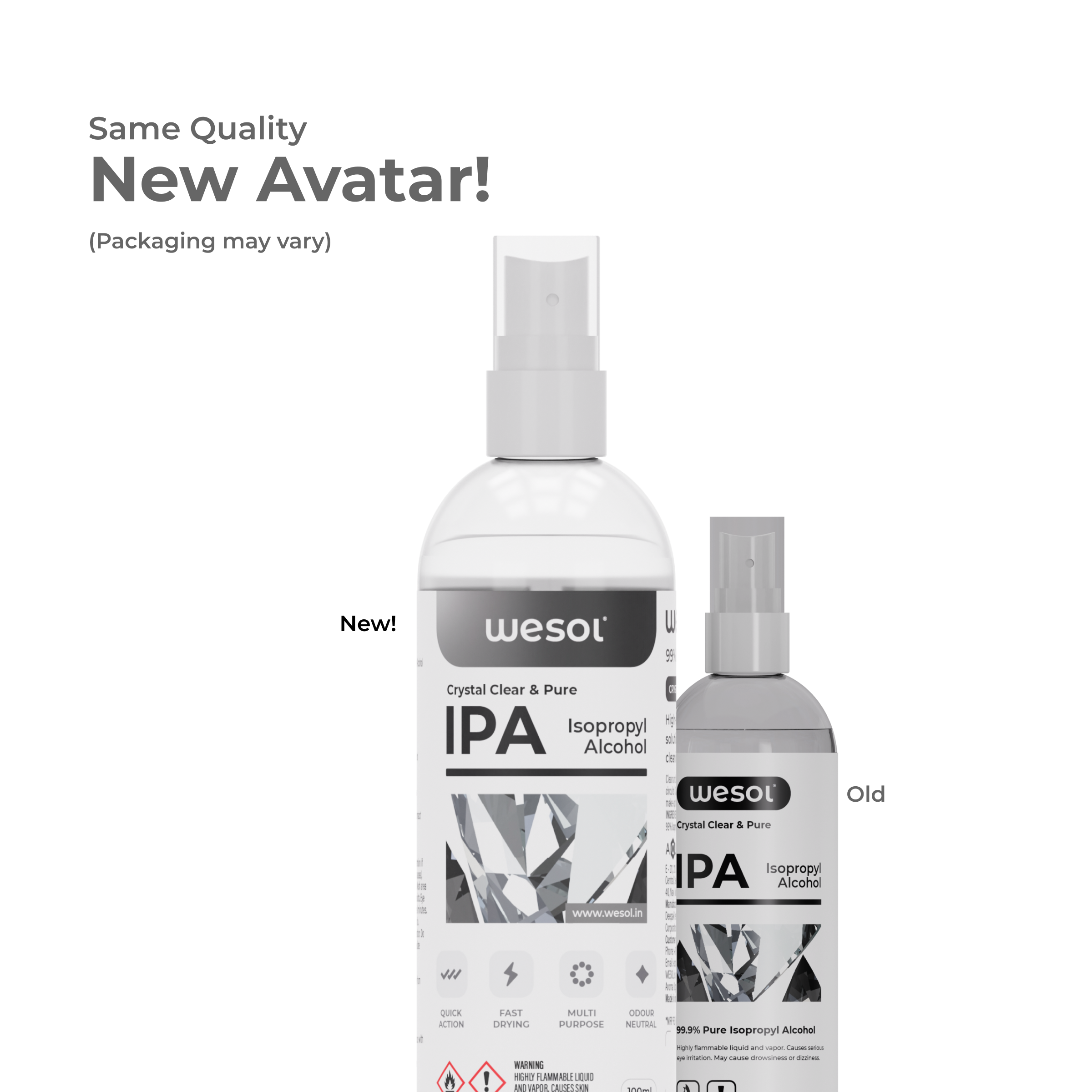 Wesol IPA Isopropyl alcohol 99.9% Spray | (CH3)2-CH-OH CAS: 67-63-0 | Premium Grade Pure without mixing | For Technical Use | 100ML Pack of 4