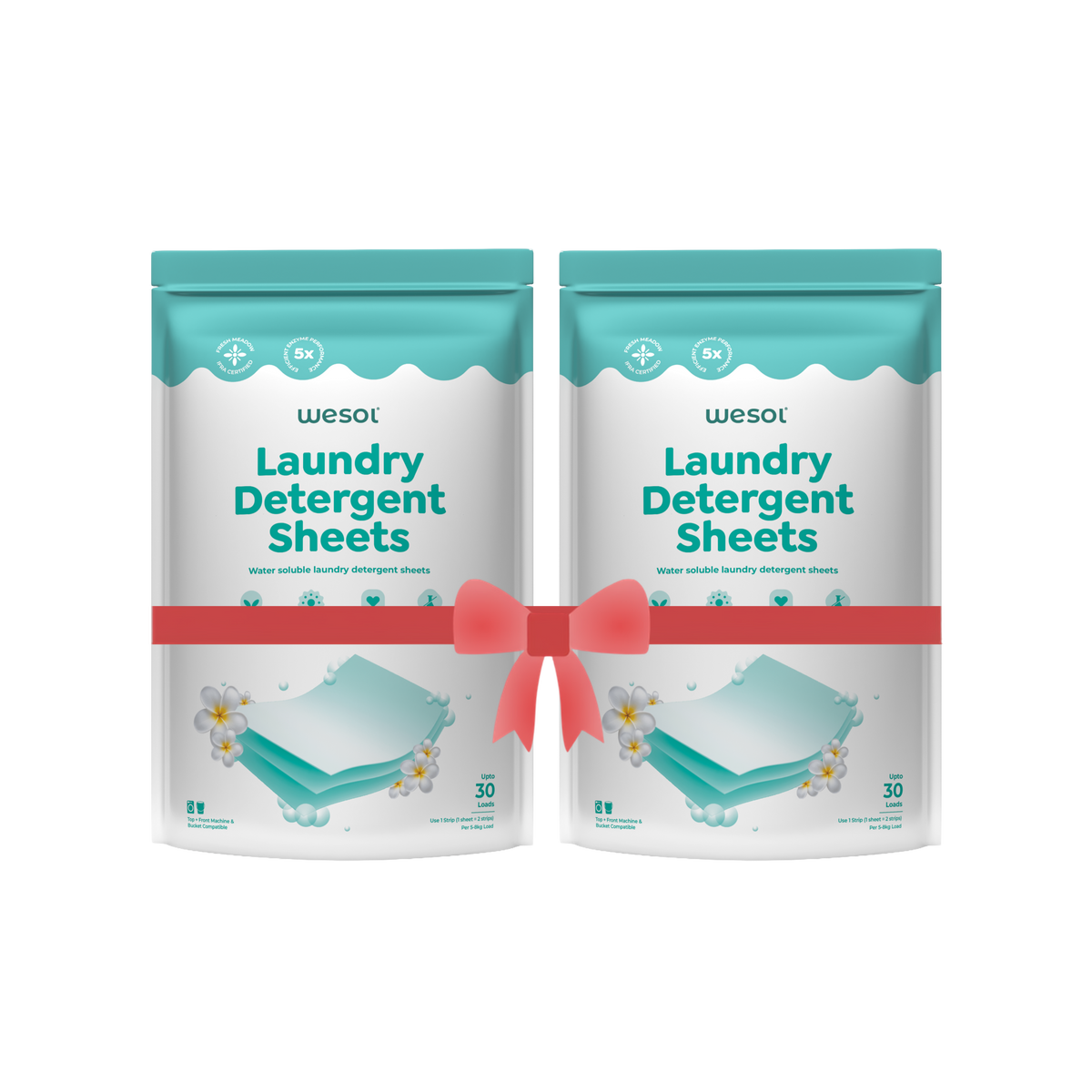 Wesol Laundry Detergent Sheets 60 Strips | Pack of 2 | Up to 60 Loads | Water-Soluble Laundry Detergent | Suitable for Top Load, Front Load & Bucket Wash (Copy)