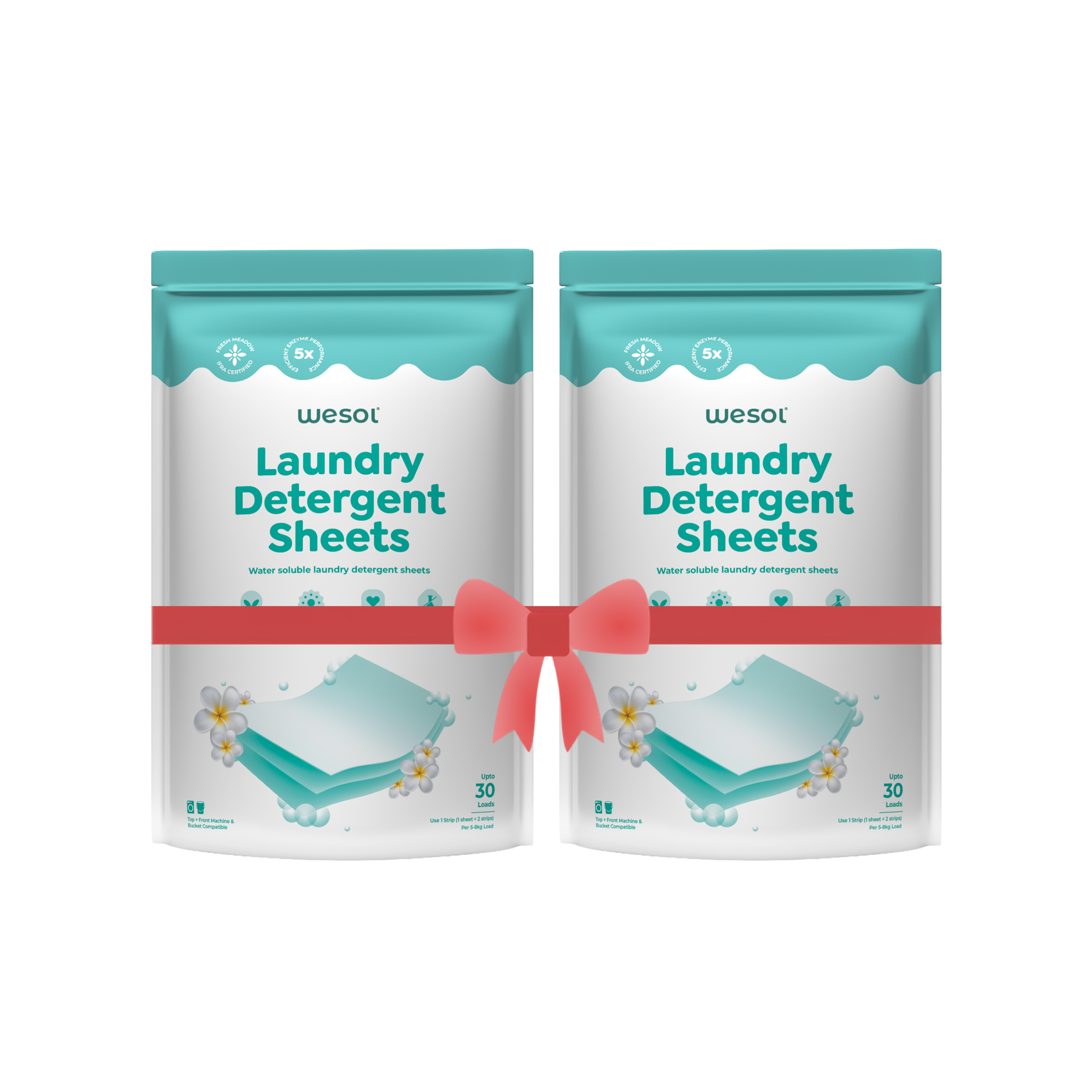 Wesol Laundry Detergent Sheets 30 Strips | Up to 30 Loads | Water-Soluble Laundry Detergent | Suitable for Top Load, Front Load & Bucket Wash