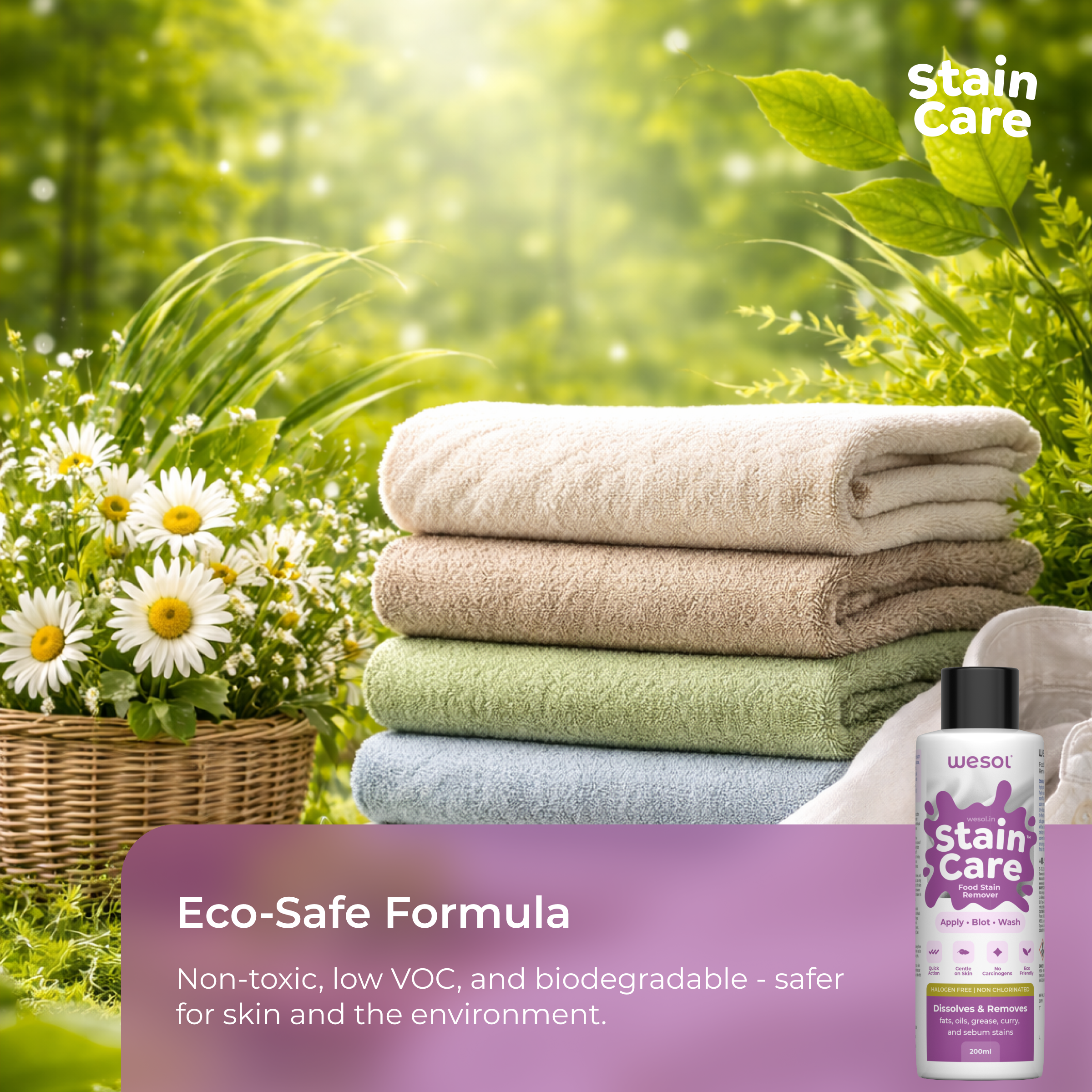 Wesol Stain Care Food Stain Remover, Halogen Free, Non Chlorinated, Gentle on Skin, 200ml