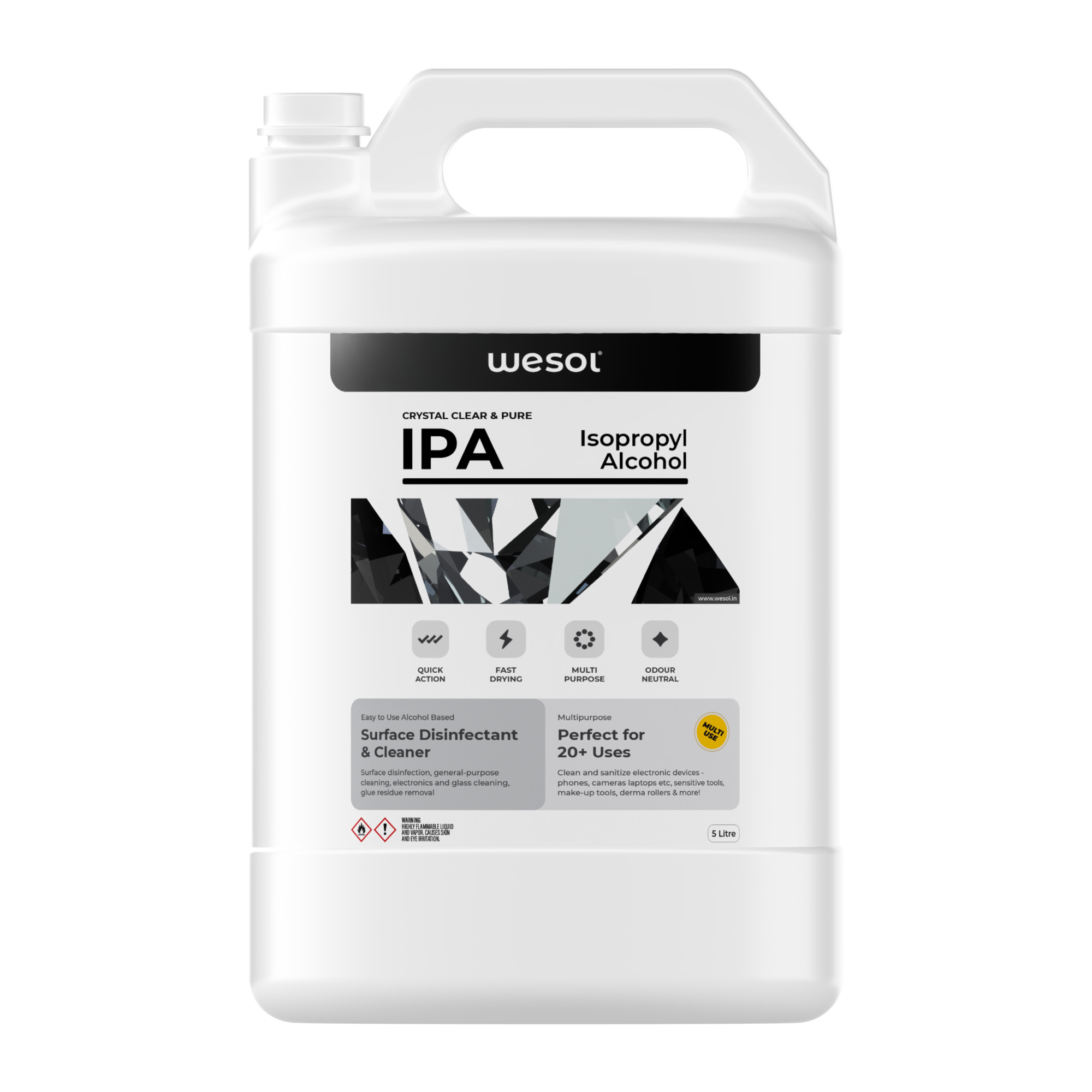 Wesol IPA Isopropyl alcohol 99.9% Spray | (CH3)2-CH-OH CAS: 67-63-0 | Premium Grade Pure without mixing | For Technical Use | 100ML Pack of 2